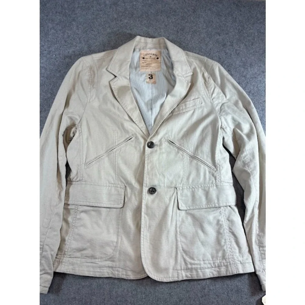 Converse John Varvatos Canvas Utility Blazer Jacket Mens L Beige 88340E NWT